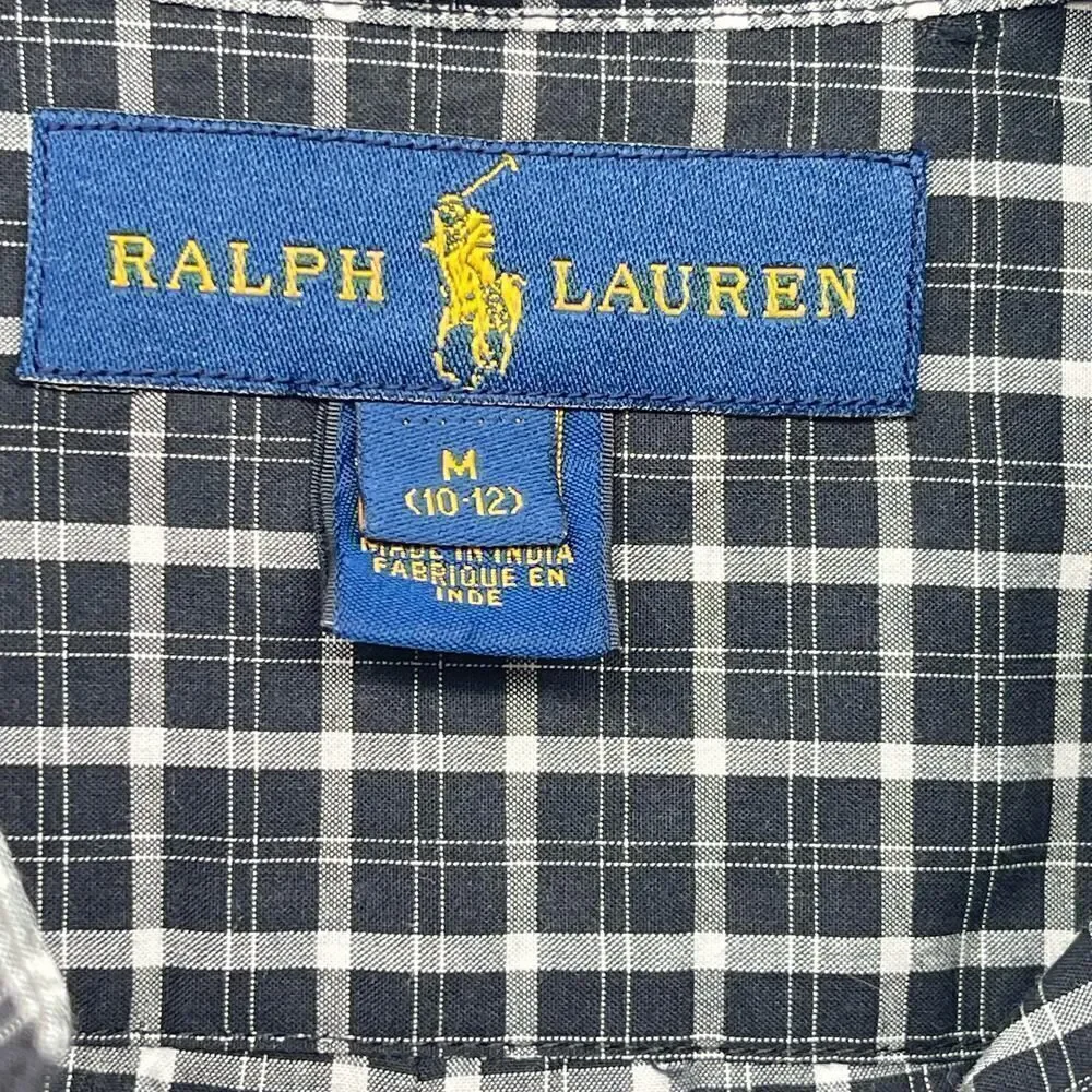 Ralph Lauren Boy’s Black White Gingham Long Sleeve Button Front Top Size 10/12